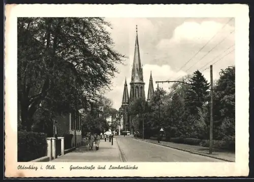 AK Oldenburg i. Oldb., Gartenstrasse und Lambertikirche