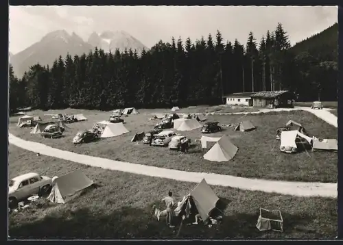 AK Ramsau /Berchtesgaden, Taubensee, Campingplatz Simonhof mit Hochkalter