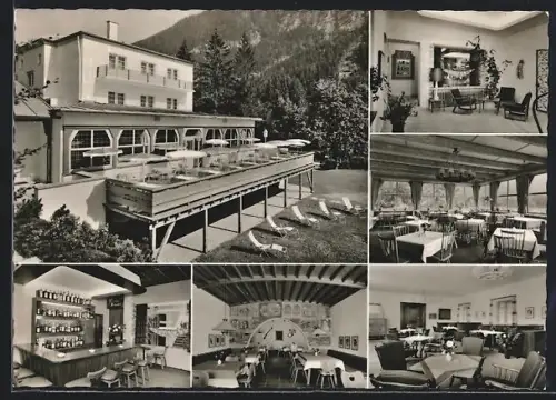 AK Hallthurm /Bischofswiesen, Allianz Erholungsheim Hallthurm, Terrasse, Speisesaal, Bar