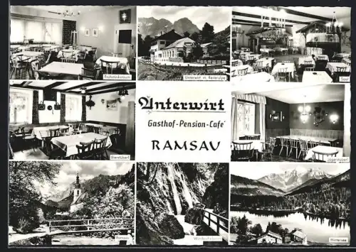AK Ramsau bei Berchtesgaden, Gasthaus Unterwirt, Inh. Alwin Anders, Wimbachklamm, Hintersee