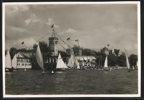 AK Hamburg, Uhlenhorster Fährhaus, Segelboote, 
