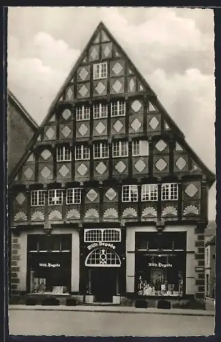 AK Oldenburg i. Oldb., Haus Degode, Fachwerkhaus mit Schaufenstern
