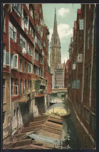 AK Alt-Hamburg, Fleet mit Nikolaikirche