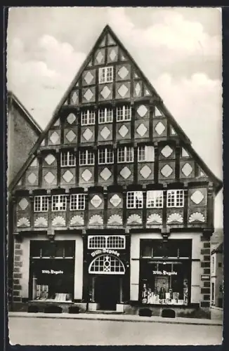 AK Oldenburg i. Oldb., Haus Degode, Fachwerkhaus mit Ladenfront