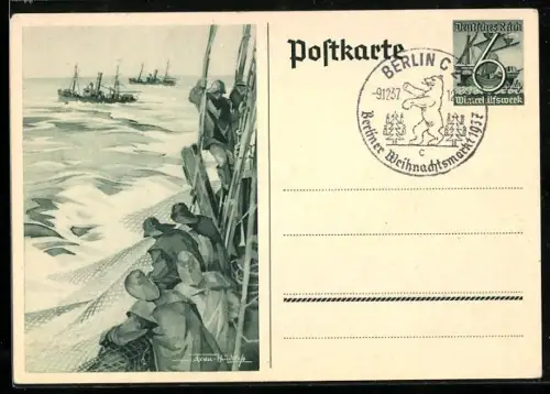 AK Matrosen auf hoher See, Ganzsache WHW Winterhilfswerk