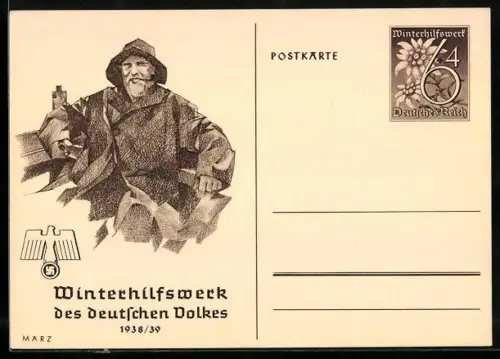 AK Seemann mit Pfeife, Ganzsache WHW Winterhilfswerk