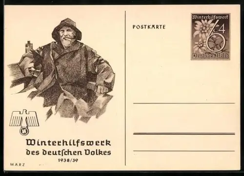 AK Seemann mit Pfeife, Ganzsache WHW Winterhilfswerk