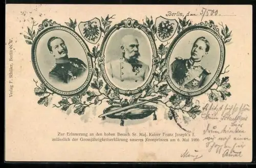 AK Portraits Kaiser Franz Josef I. von Österreich und Wilhelm II.