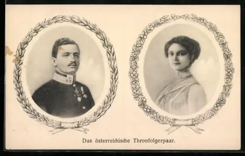 AK Österreichisches Thronfolgerpaar Karl und Zita, Portraits