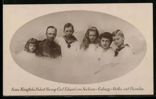 AK Herzog Carl Eduard von Sachsen-Coburg-Gotha mit Familie