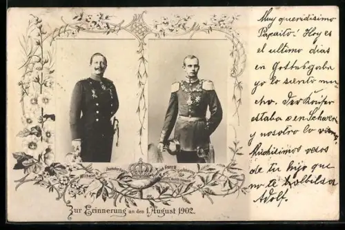 AK Grossherzog Friedrich Franz IV. von Mecklenburg, Kaiser Wilhelm II.