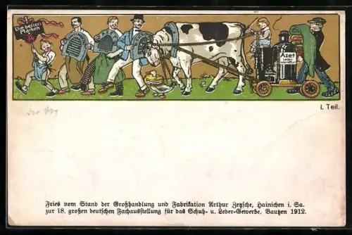 AK Reklame für die besten Produkte des Schuh- und Leder-Gewerbes 1912, darunter Azet Leder-appretur