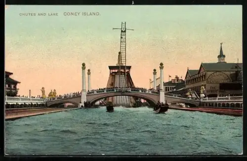 AK Coney Island, N.Y., Chutes and Lake