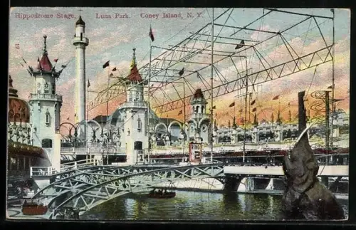 AK Coney Island, N.Y., Hippodrome Stage in Luna Park