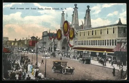 AK Coney Island, N.Y., Surf Avenue and Luna Park