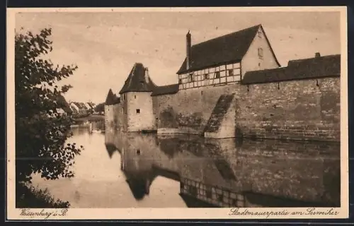 AK Weissenburg i. B., Stadtmauerpartie am Seeweiher