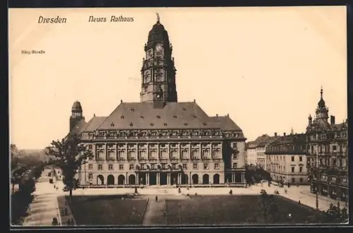 AK Dresden, Neues Rathaus, Ring-Strasse