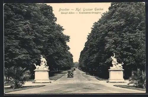 AK Dresden, Kgl. Grosser Garten, Haupt-Allee, Kentauren-Gruppen
