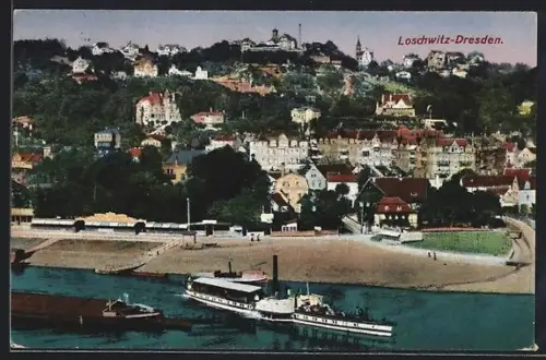 AK Loschwitz-Dresden, Elbufer, Dampferanleger