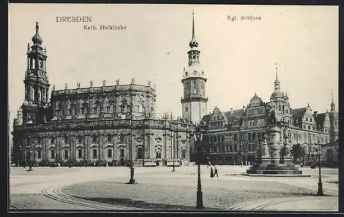 AK Dresden, Kath. Hofkirche, Kgl. Schloss