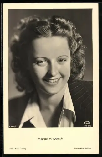 AK Schauspieler Hansi Knoteck, lächelnd mit aufwendiger Frisur