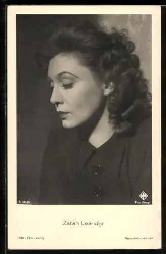 AK Schauspielerin Zarah Leander, Portrait von der Seite