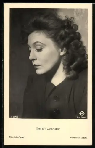AK Schauspielerin Zarah Leander, Portrait von der Seite