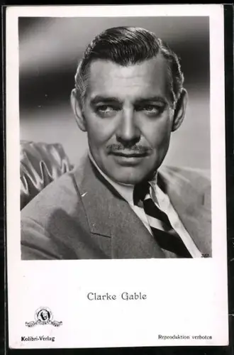 AK Schauspieler Clark Gable im Anzug mit Krawatte