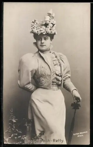 AK Schauspielerin Rosa Albach-Retty in elegantem Kleid