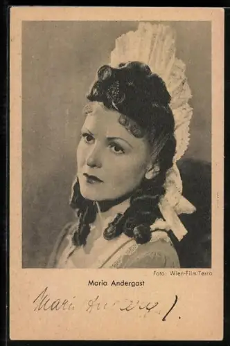AK Schauspielerin Maria Andergast mit Hut
