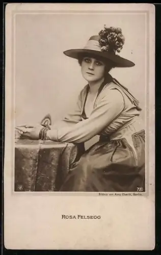AK Schauspielerin Rosa Felsegg mit Hut