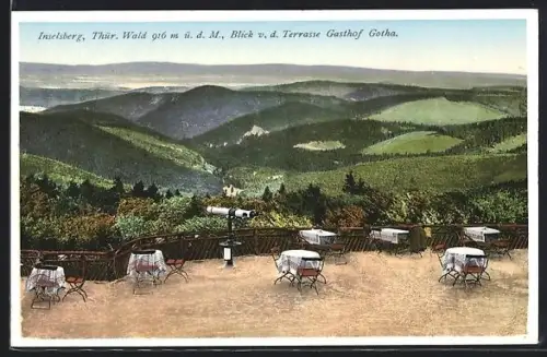 AK Inselsberg /Thür. Wald, Blick von der Terrasse, Gasthof Gotha