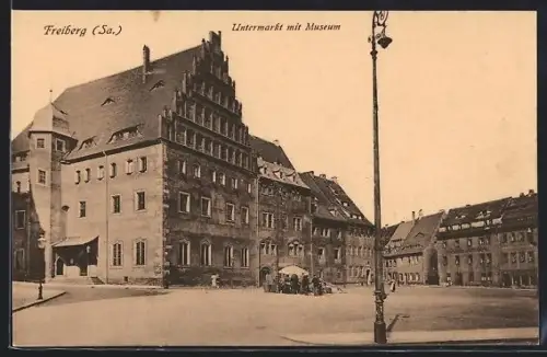 AK Freiberg /Sa., Untermarkt mit Museum