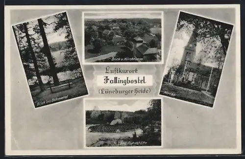 AK Fallingbostel /Lüneburger Heide, Blick vom Kirchturm, Kirche, Blick ins Böhmetal