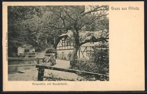 AK Dresden-Pillnitz, Meixmühle mit Gondelteich