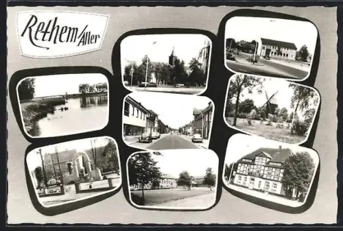 AK Rethem /Aller, Kirche, Windmühle, Fachwerkhaus, verschiedene Ortsansichten