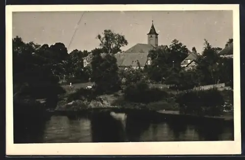 AK Rethem a. d. Aller, Uferpartie mit Kirche