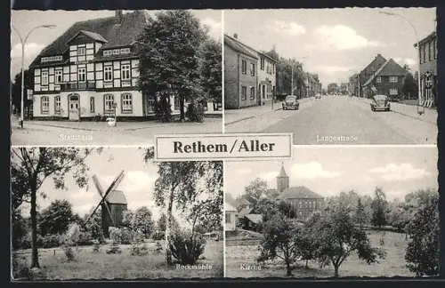 AK Rethem /Aller, Stadthaus, Langestrasse, Bockmühle, Kirche
