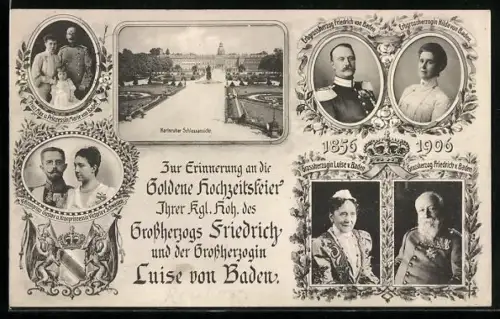AK Goldene Hochzeitsfeier Ihrer Kgl. Hoh. des Grossherzogs Friedrich und der Grossherzogin Luise von Baden, 1856-1906