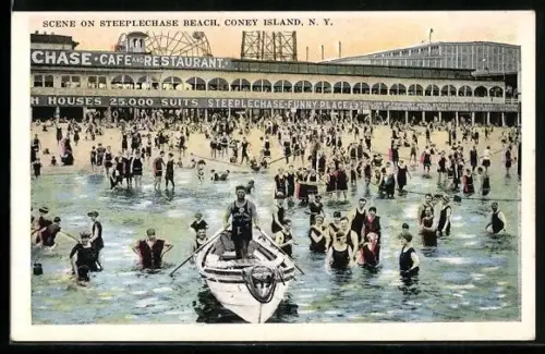 AK Coney Island, N.Y., Scene on Steeplechase Beach