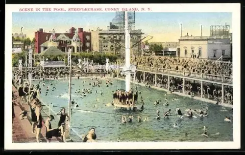 AK Coney Island, N.Y., Scene in the pool, Steeplechase