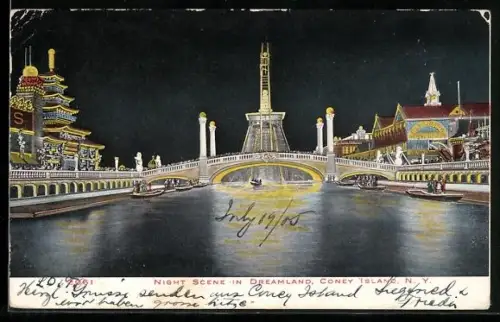 AK Coney Island, N.Y., Night Scene in Dreamland