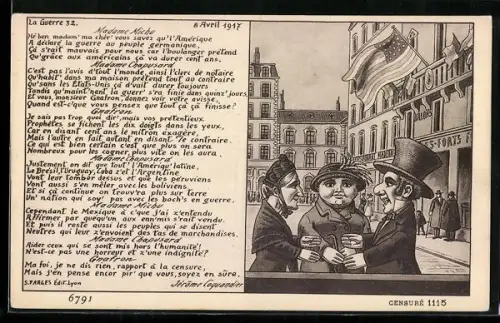 AK Puppen auf einer Strassenpartie vor einem Gebäude mit US-amerikanischer Flagge