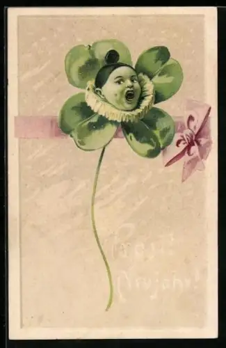 AK Kopf eines Kindes erwächst aus einem Kleeblatt