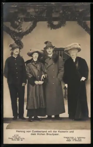 AK Herzog von Cumberland mit der Kaiserin und dem Hohen Brautpaar, Kaiserin Auguste Viktoria, Prinzessin Viktoria Luise