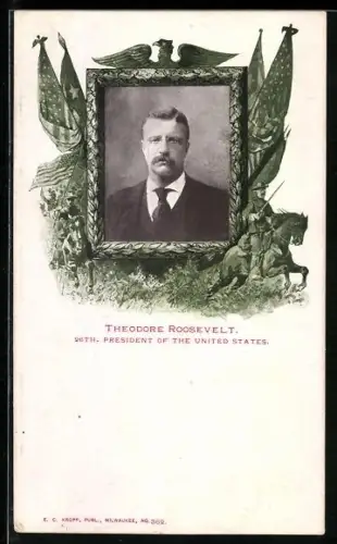 AK Portrait von US-Präsident Theodore Roosevelt
