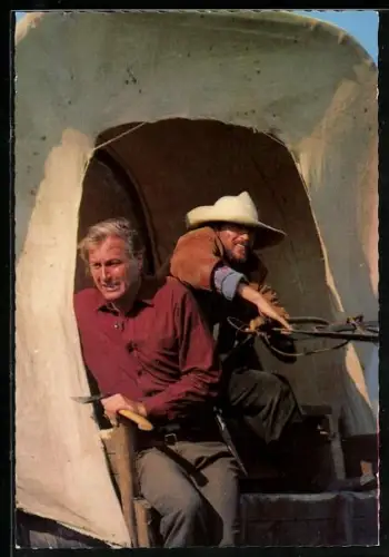 AK Film Winnetou - I. Teil, Old Shatterhand verteidigt einen Treck gegen die Angriffe der Indianer