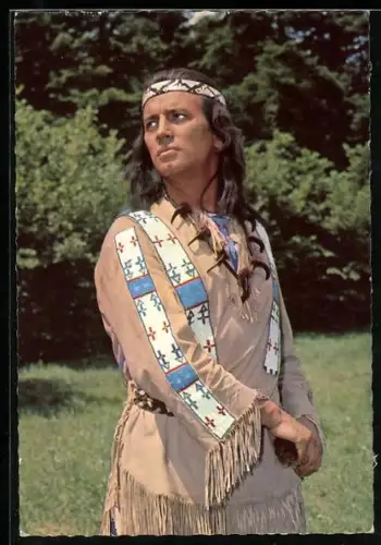 AK Szene aus Winnetou 2 nach Karl May, Pierre Brice als Winnetou