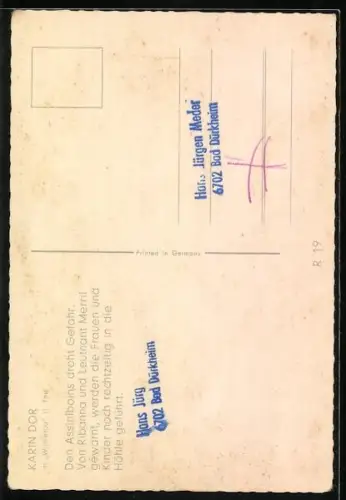 AK Winnetou Teil II, Filmszene mit Karin Dor