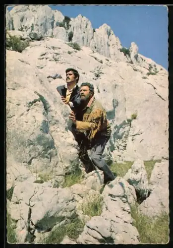 AK Szene aus Winnetou 1 nach Karl May, Mario Adorf in der Rolle des Santer